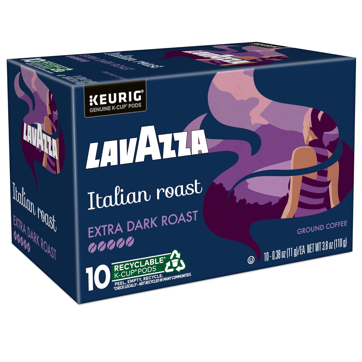 Lavazza Italian Roast K-Cup Pods – Bold Extra Dark Coffee for Home Office Focus, 60ct Single Serve