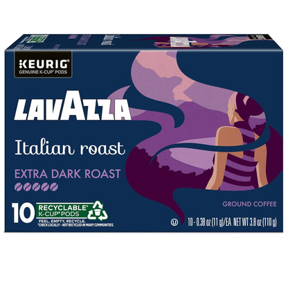 Lavazza Italian Roast K-Cup Pods – Bold Extra Dark Coffee for Home Office Focus, 60ct Single Serve
