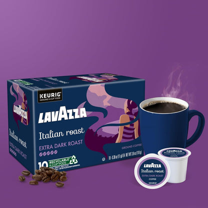 Lavazza Italian Roast K-Cup Pods – Bold Extra Dark Coffee for Home Office Focus, 60ct Single Serve
