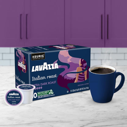 Lavazza Italian Roast K-Cup Pods – Bold Extra Dark Coffee for Home Office Focus, 60ct Single Serve