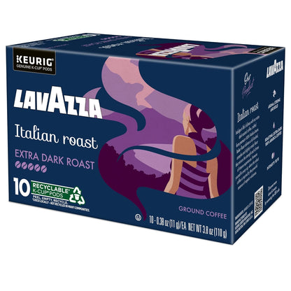 Lavazza Italian Roast K-Cup Pods – Bold Extra Dark Coffee for Home Office Focus, 60ct Single Serve