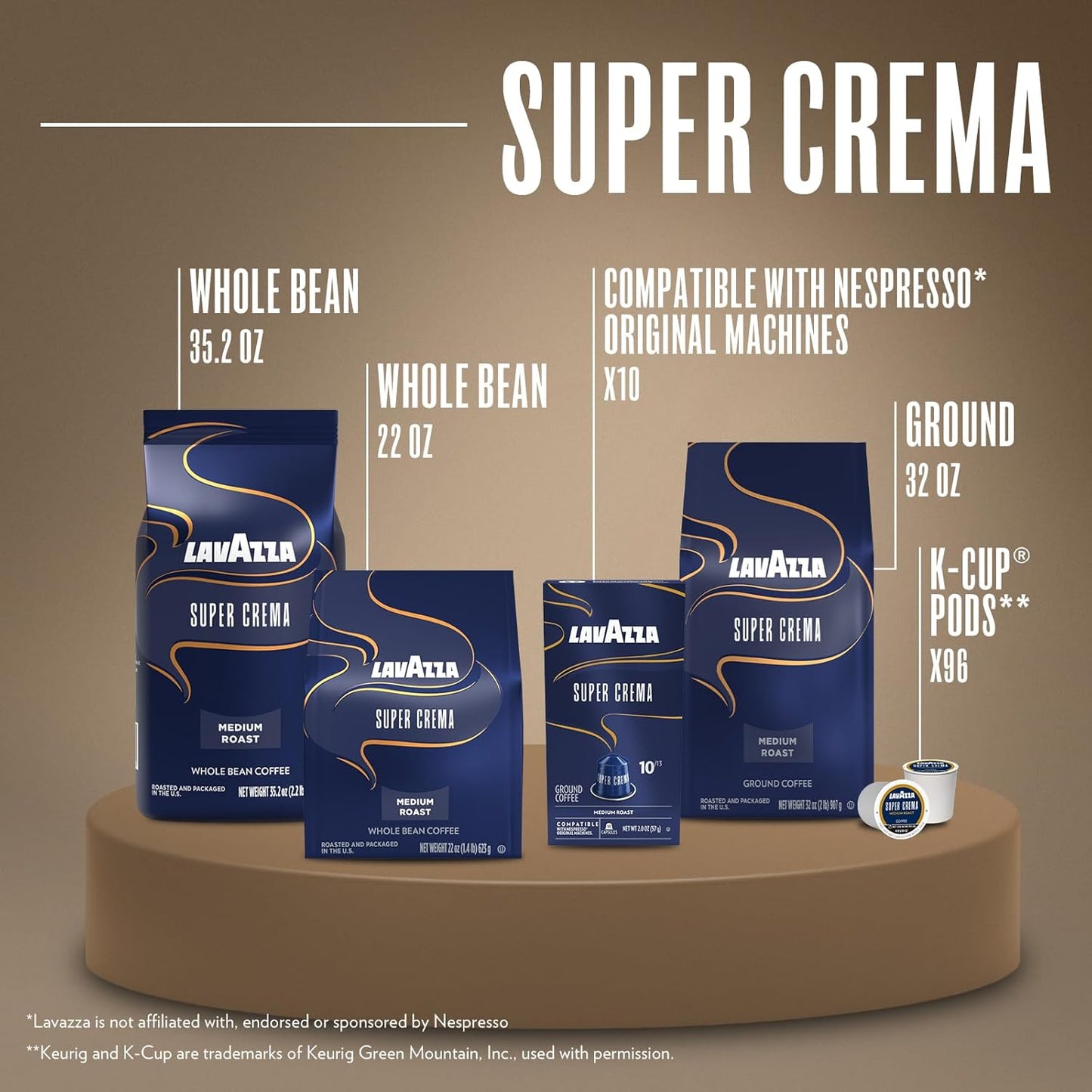 Lavazza Super Crema Ground Coffee, Medium Roast, Thoughtful Birthday Gift for Mom and Coffee Lovers, 32 oz Bag for Espresso and Cappuccino at Home