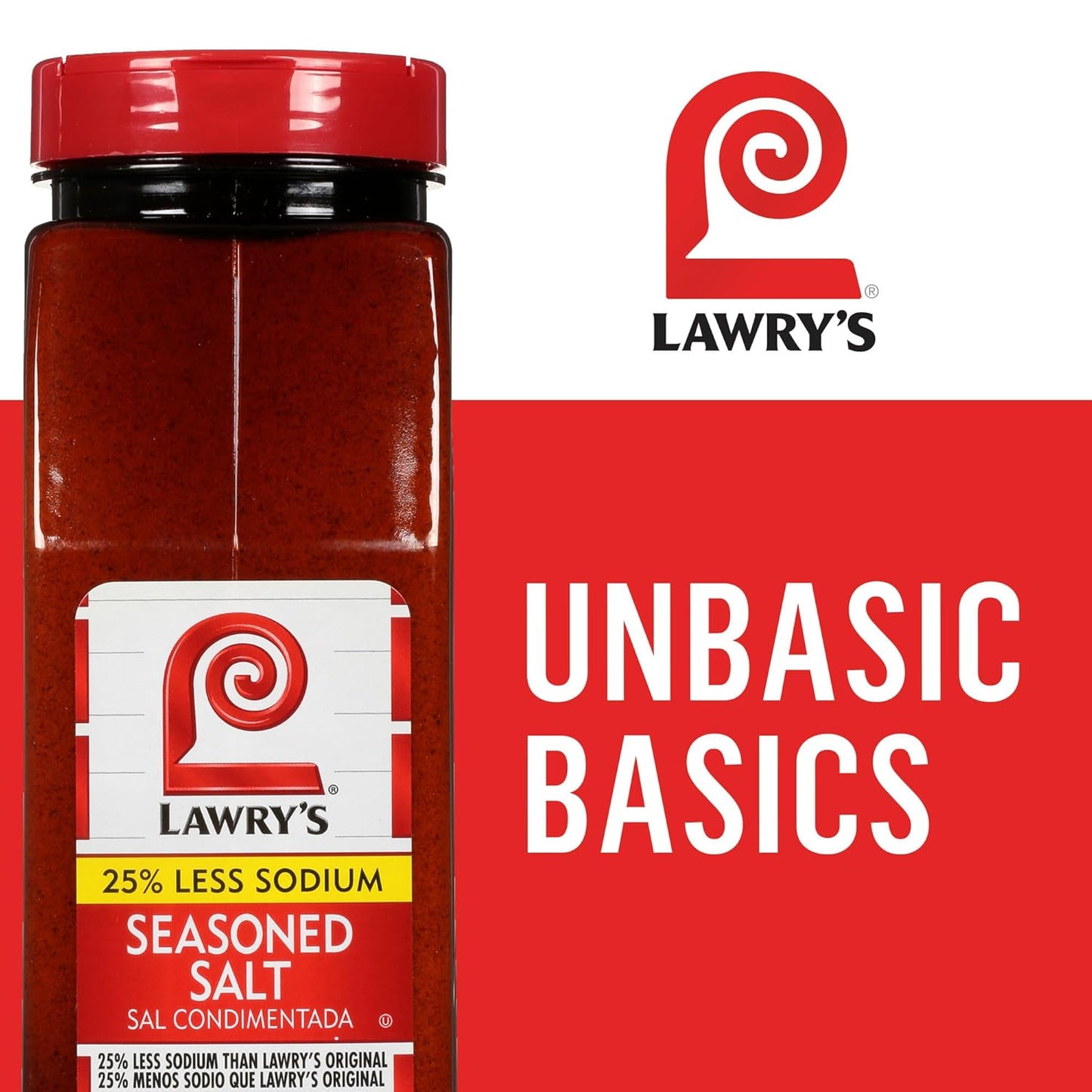 Lawry's 25% Less Sodium Seasoned Salt – Smart Pantry Swap for Heart-Conscious Home Cooks, Everyday Meal Seasoning