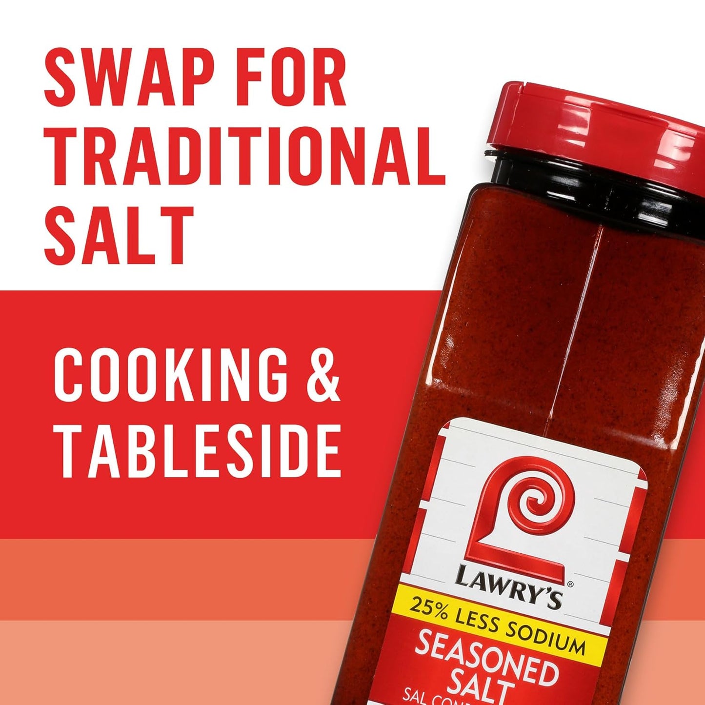 Lawry's 25% Less Sodium Seasoned Salt – Versatile Grilling Seasoning for Backyard Cookouts, Meats and Veggies
