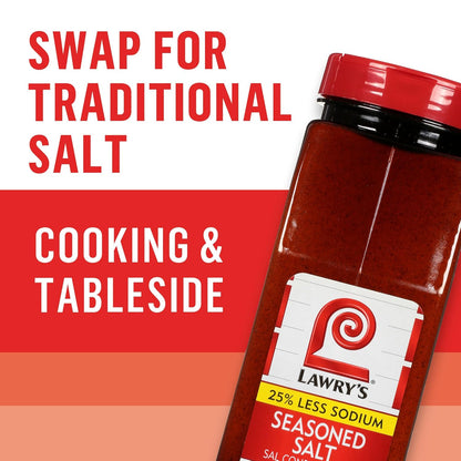 Lawry's 25% Less Sodium Seasoned Salt – Versatile Grilling Seasoning for Backyard Cookouts, Meats and Veggies