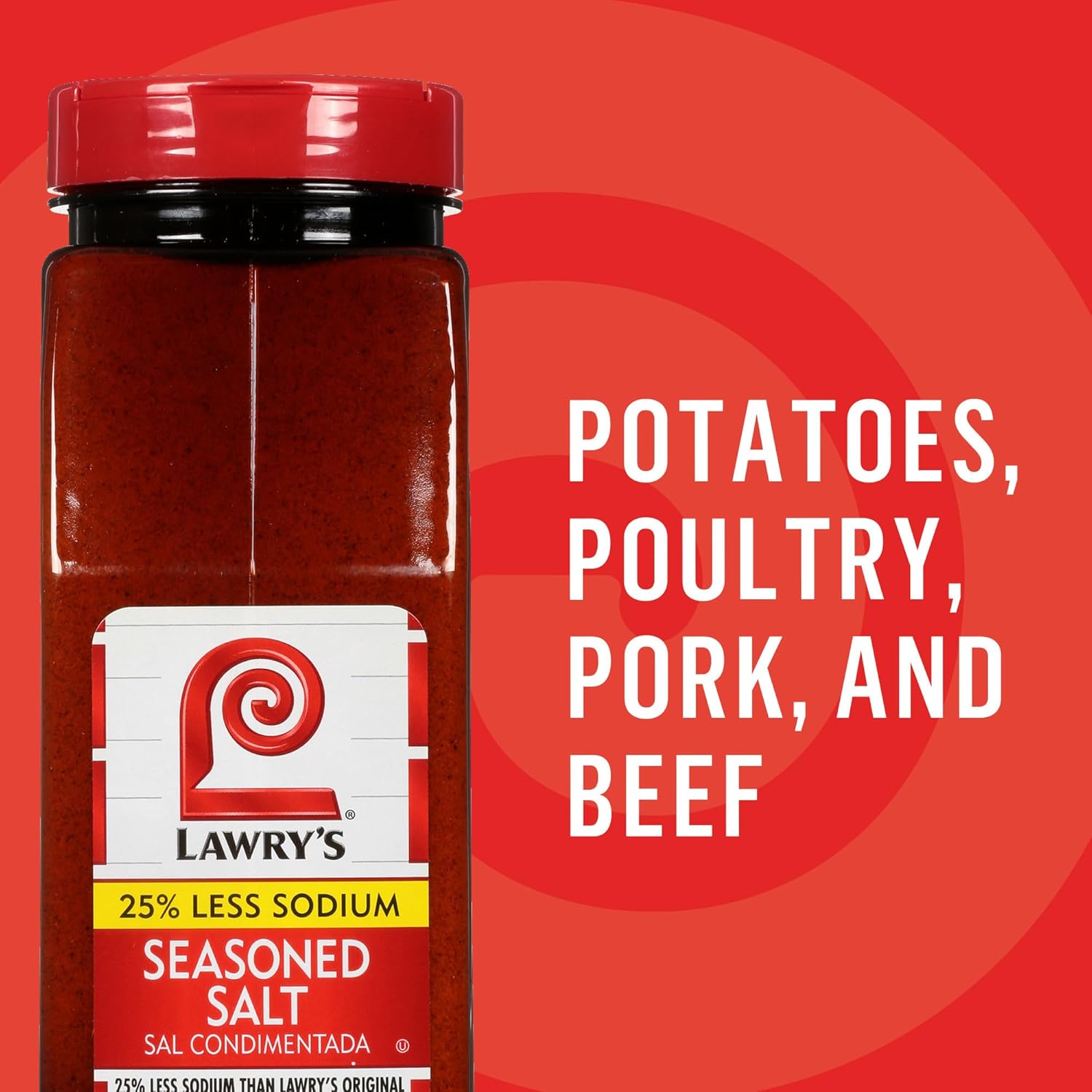 Lawry's 25% Less Sodium Seasoned Salt – Versatile Grilling Seasoning for Backyard Cookouts, Meats and Veggies