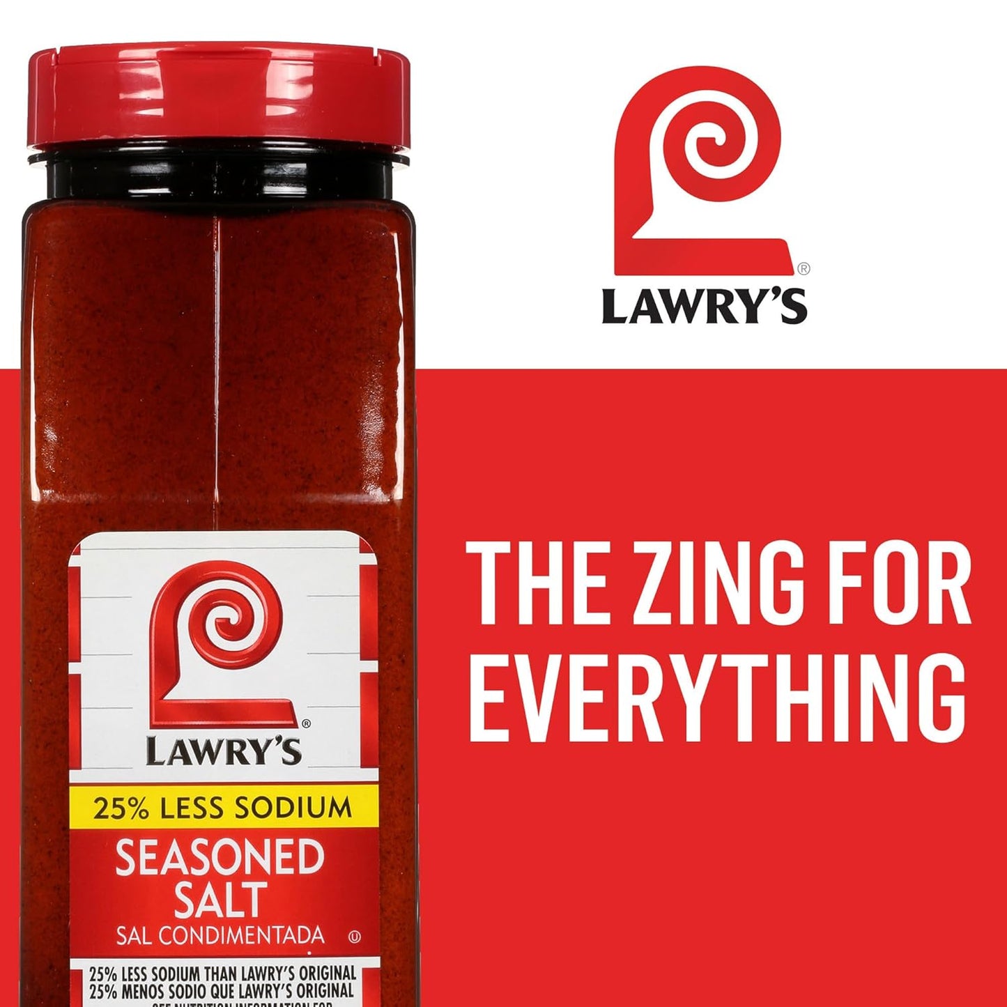 Lawry's 25% Less Sodium Seasoned Salt – Versatile Grilling Seasoning for Backyard Cookouts, Meats and Veggies