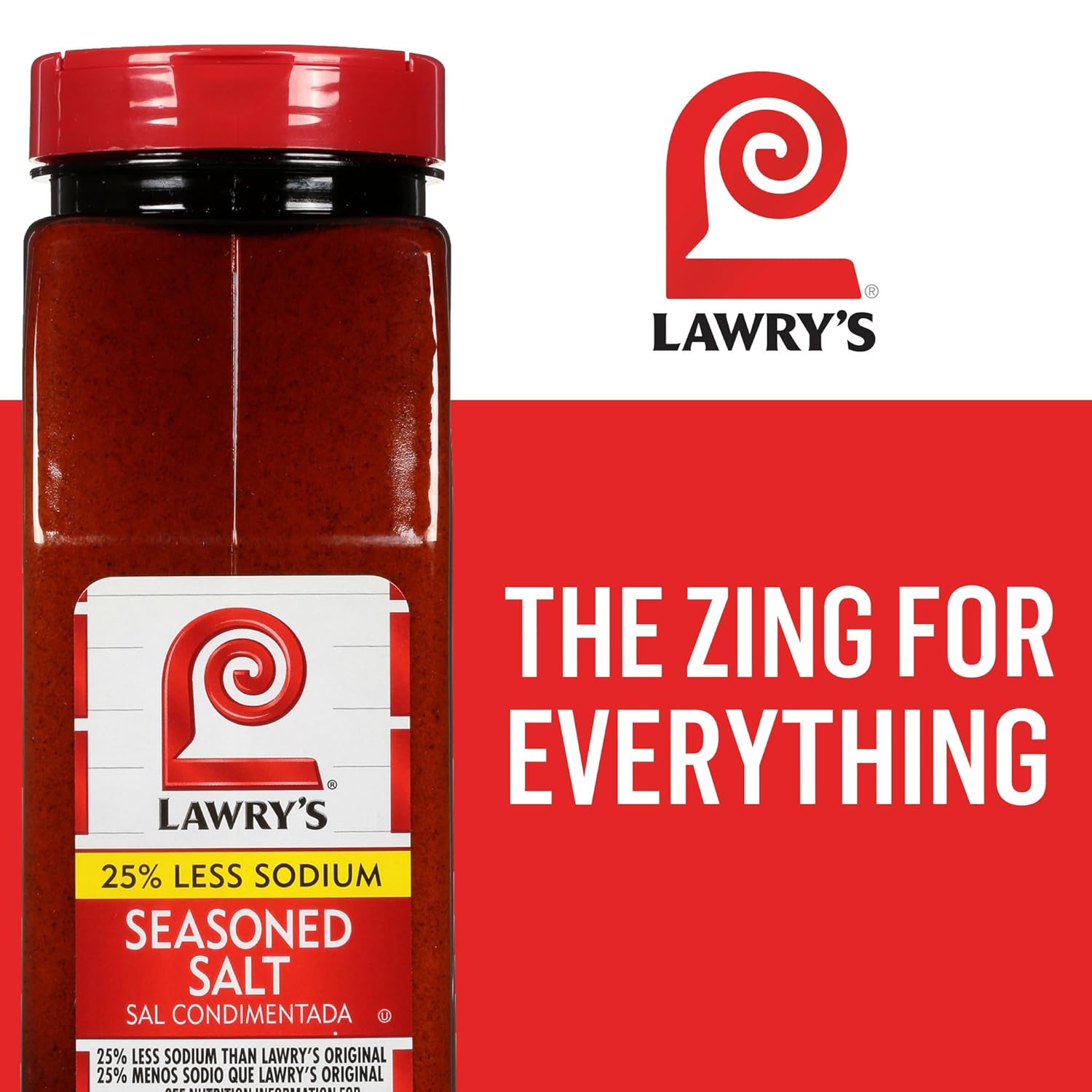 Lawry's 25% Less Sodium Seasoned Salt – Versatile Grilling Seasoning for Backyard Cookouts, Meats and Veggies