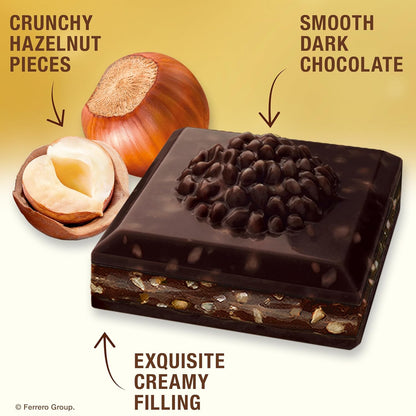 layered structure with crunchy hazelnut pieces embedded in chocolate