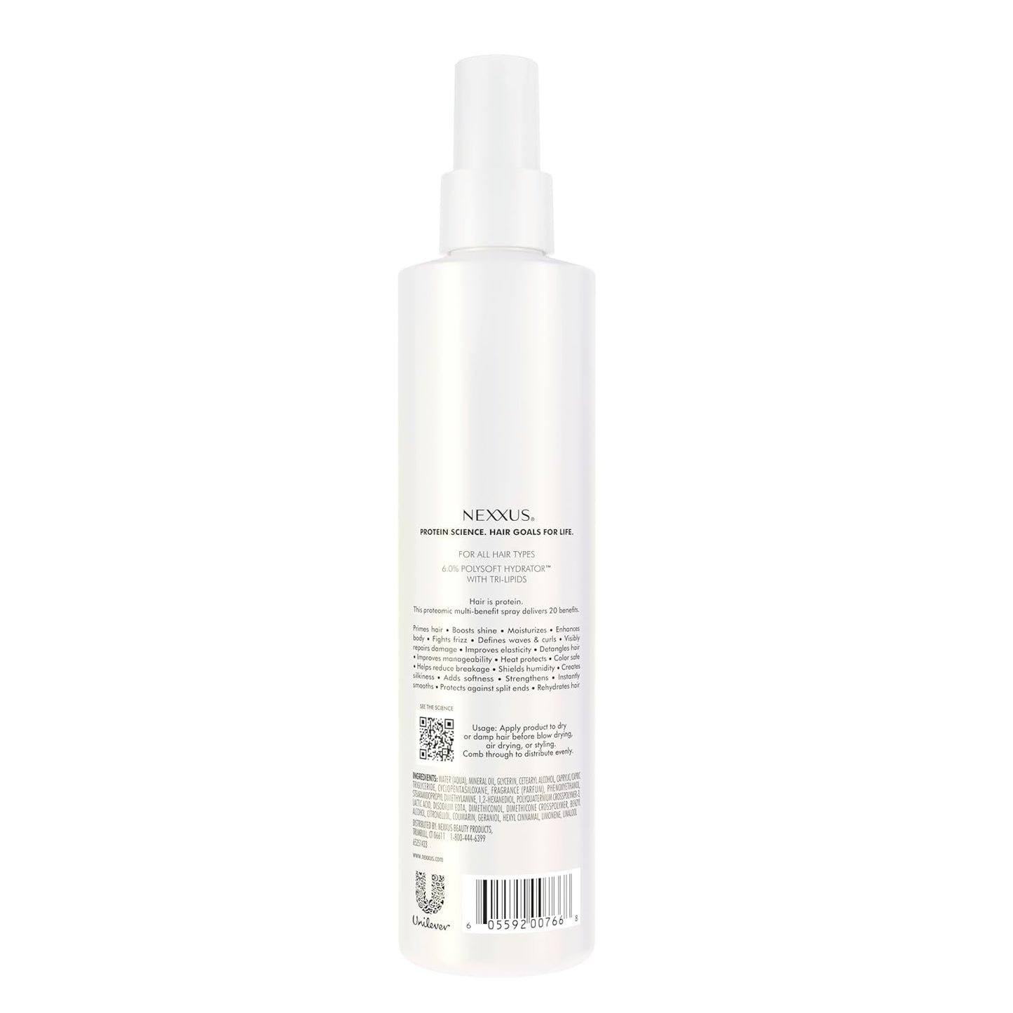leave-in spray format for no-rinse, lightweight application on wet or dry hair