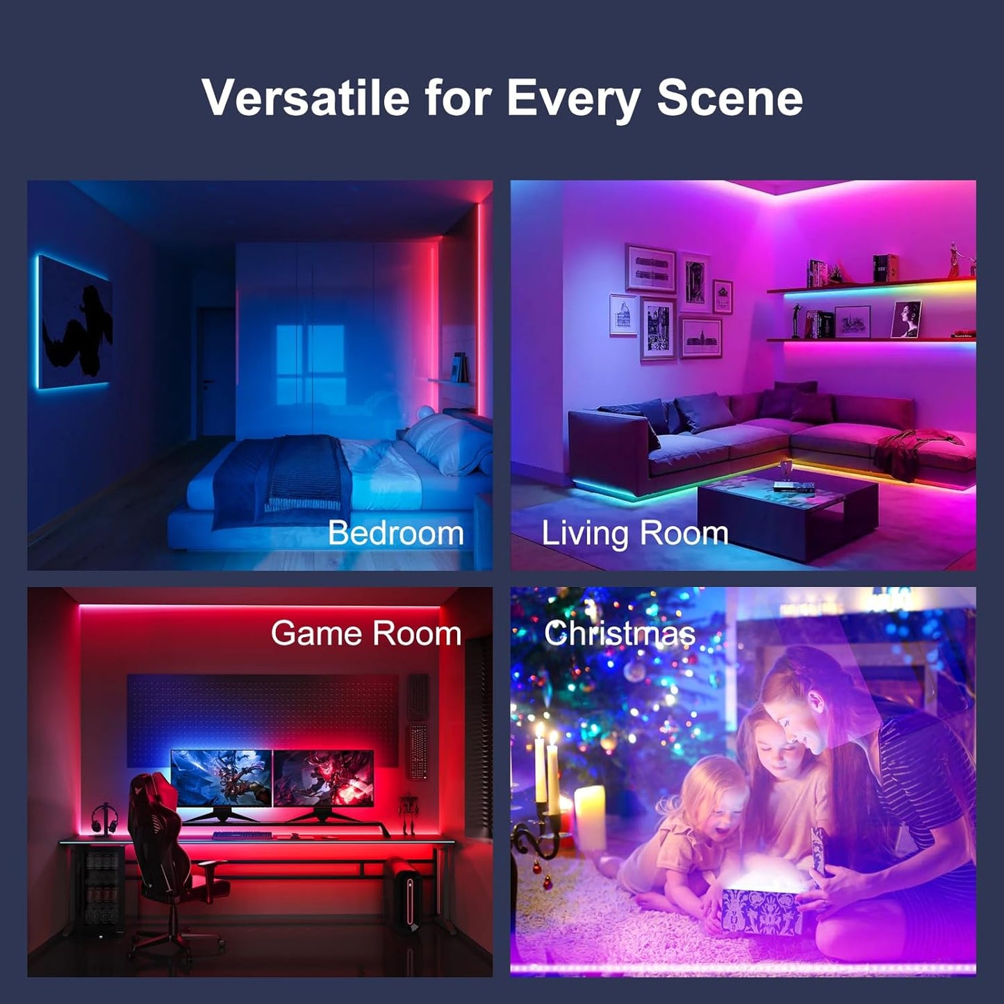 LEBOSP RGB LED Lights – Cozy Home Atmosphere Strip for Accent Walls & Ceilings, Bluetooth App
