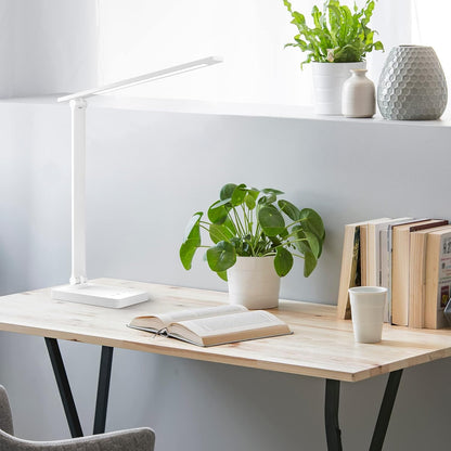 Lepro LED Desk Lamp – Modern Bedroom Decor Light in White, Foldable Arm for Small Spaces