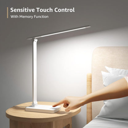 Lepro LED Desk Lamp with USB – Cool-to-Touch Study Light Safe for Kids' Bedrooms and Playroom Desks