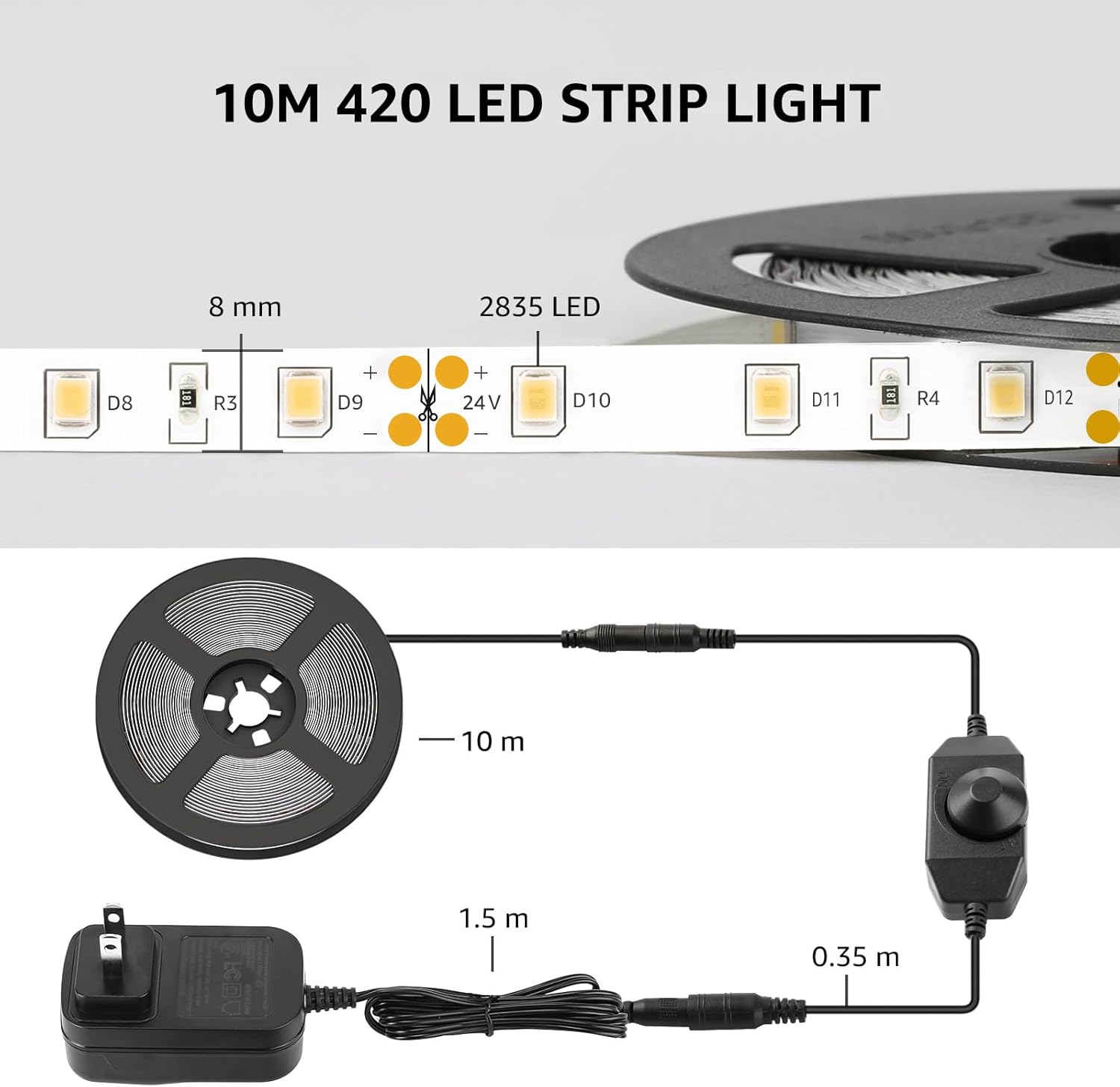 Lepro LED Strip Light – Clean Line Accent Lighting for Minimalist Interiors, Dimmable 16.4 ft Daylight White