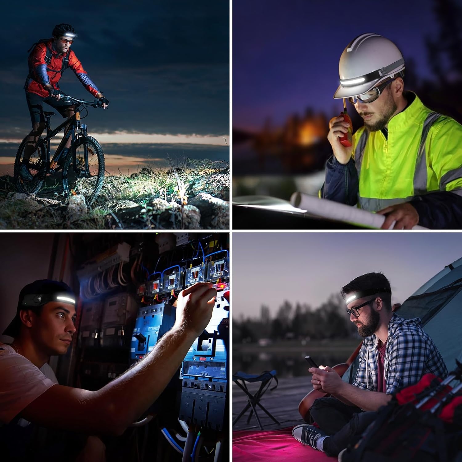 Lepro Rechargeable Head Lamp with Motion Sensor for Night Fishing, Caving and Backcountry Camping
