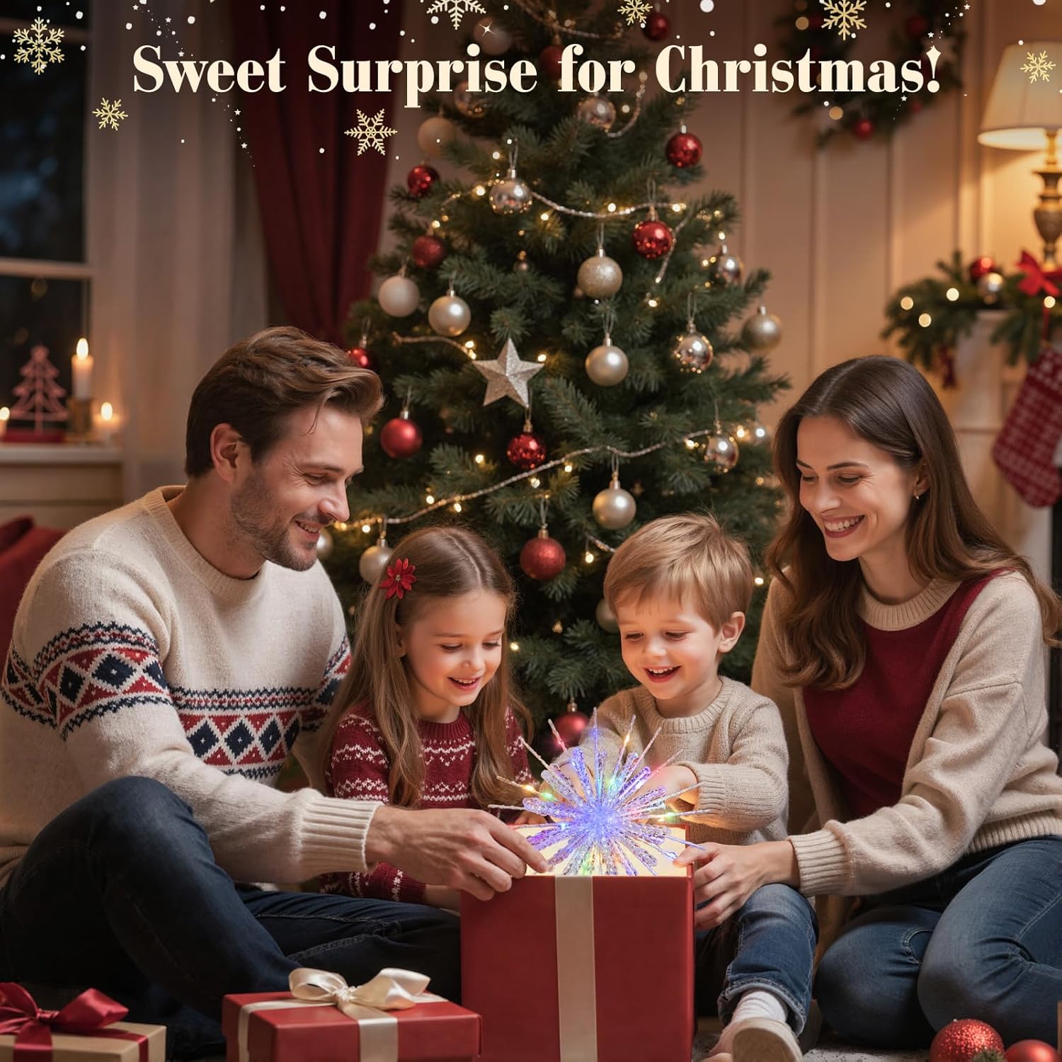 Lewondr Snowflake Tree Topper – Premium Designer Christmas Decor, Crystal Glittered LED Xmas Topper with 8 Lighting Modes