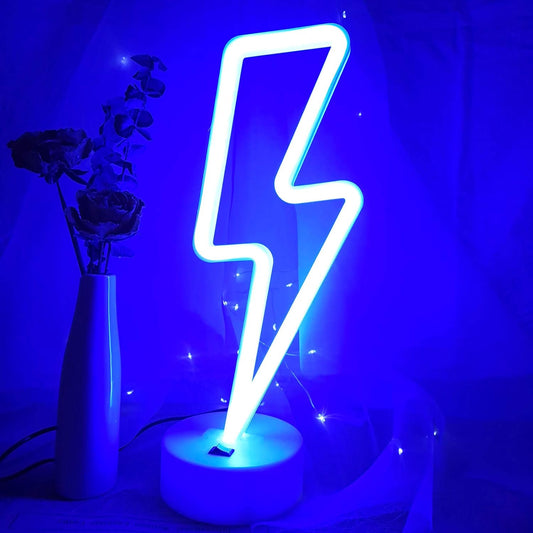 lightning bolt shape made from flexible silicone led strip mounted on acrylic panel with abs base