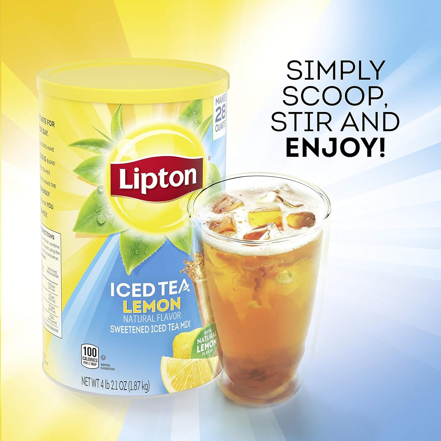 Lipton Lemon Sweetened Iced Tea Mix – Home Office Afternoon Pick-Me-Up, Instant Sweet Tea for Desk Routines