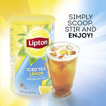 Lipton Lemon Sweetened Iced Tea Mix – Home Office Afternoon Pick-Me-Up, Instant Sweet Tea for Desk Routines