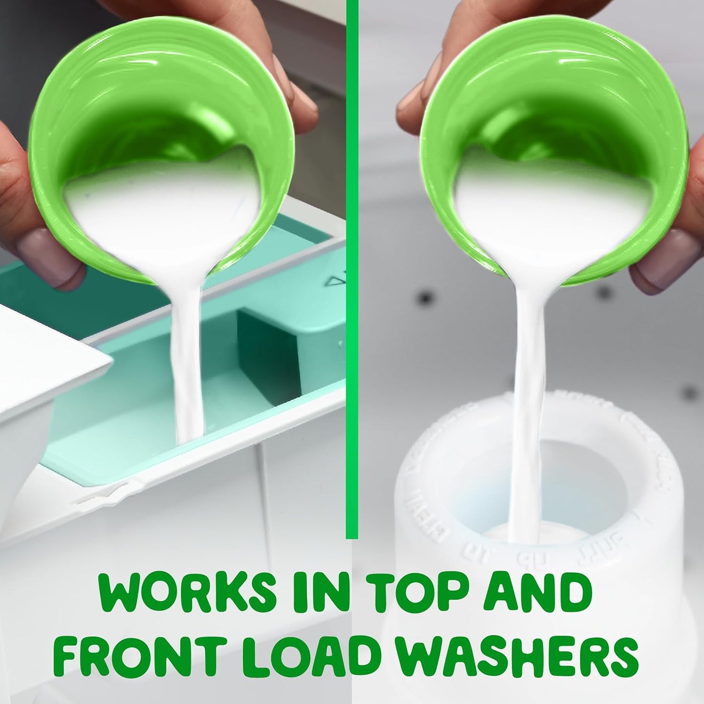 liquid form that disperses in water rather than leaving residue on fabrics