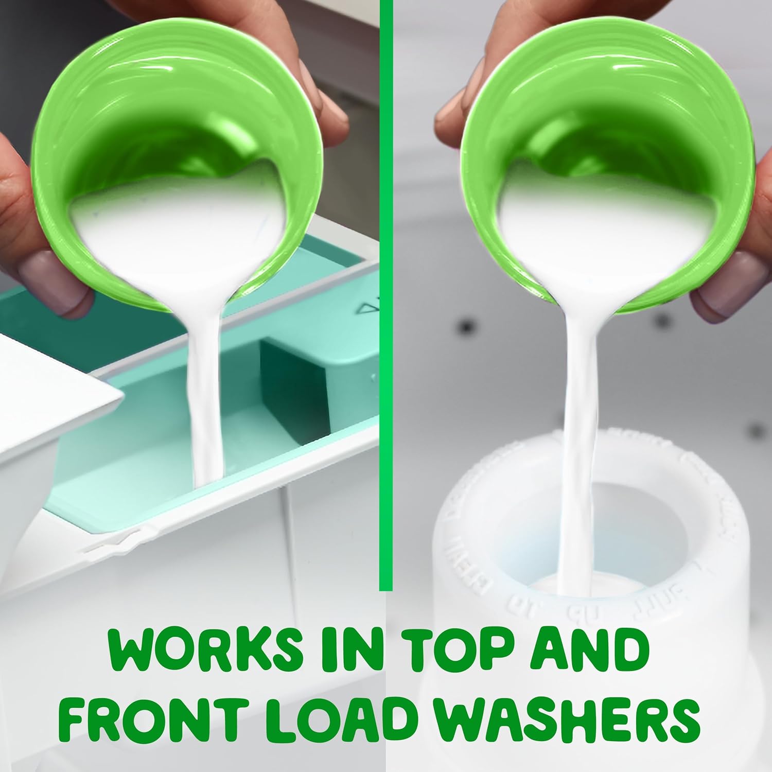 liquid form that disperses in water rather than leaving residue on fabrics