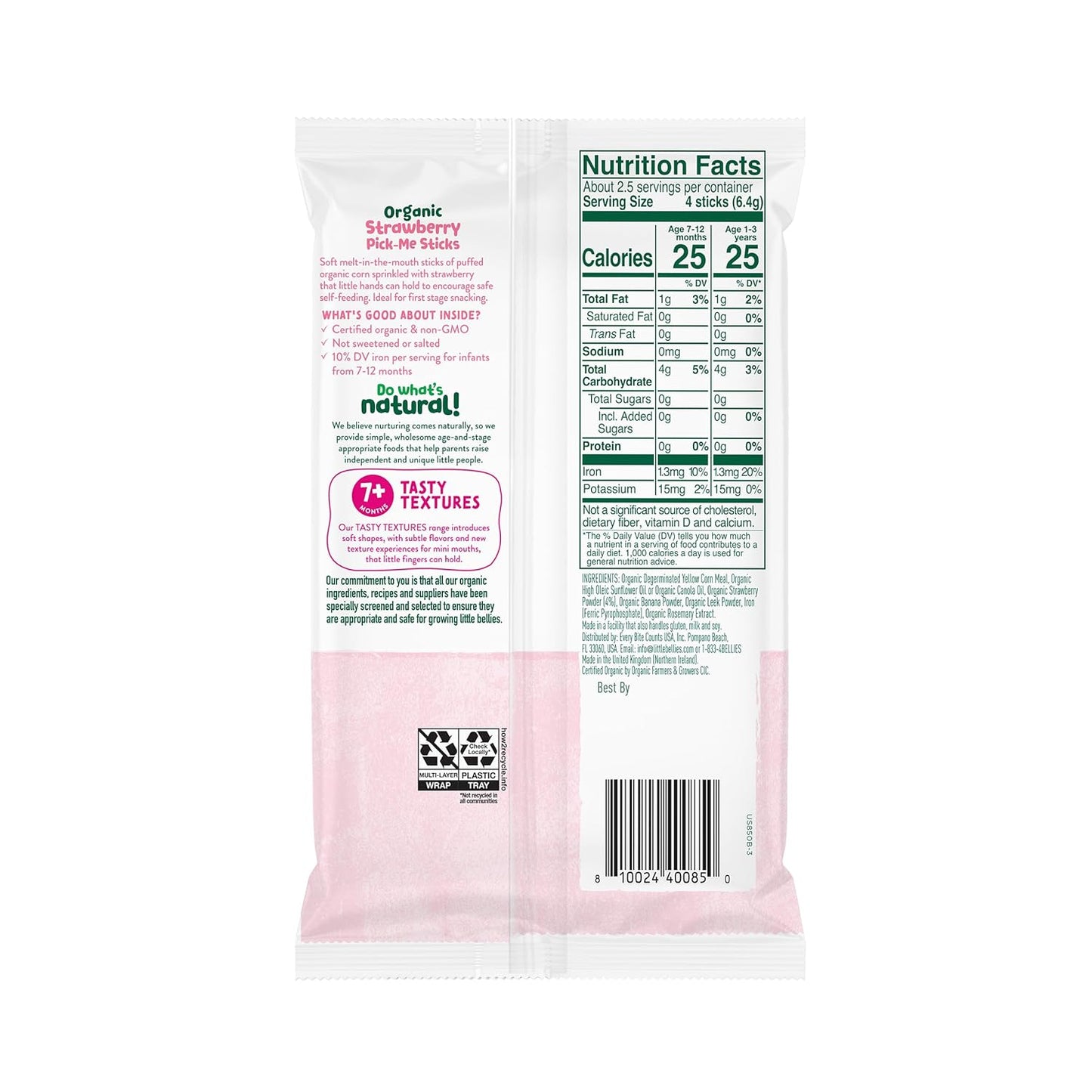 Little Bellies Organic Strawberry Pick-Me Sticks – Organic No-Added-Sugar Baby Snack for Clean Eating