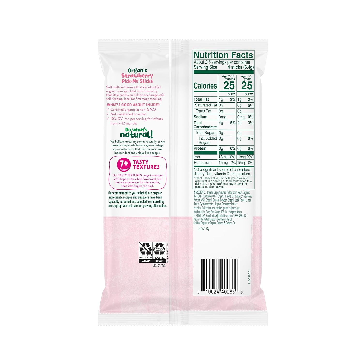 Little Bellies Organic Strawberry Pick-Me Sticks – Organic No-Added-Sugar Baby Snack for Clean Eating