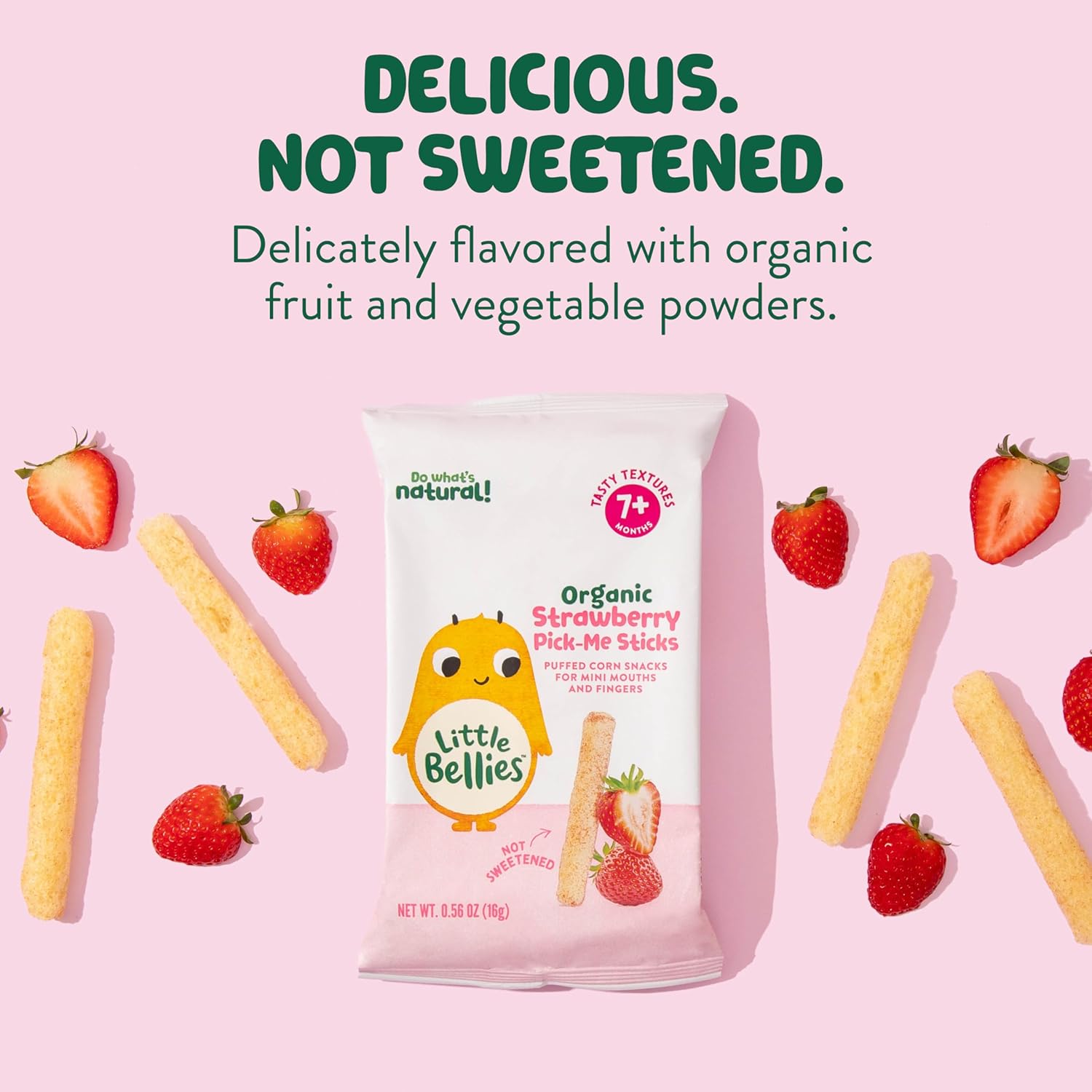 Little Bellies Organic Strawberry Pick-Me Sticks – Organic No-Added-Sugar Baby Snack for Clean Eating