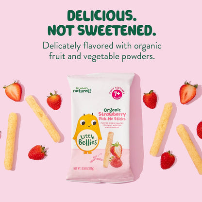 Little Bellies Organic Strawberry Pick-Me Sticks – Organic No-Added-Sugar Baby Snack for Clean Eating