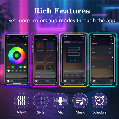 Living Room Ambient Lighting – Flexible Neon LED Strip with Music Sync and Remote