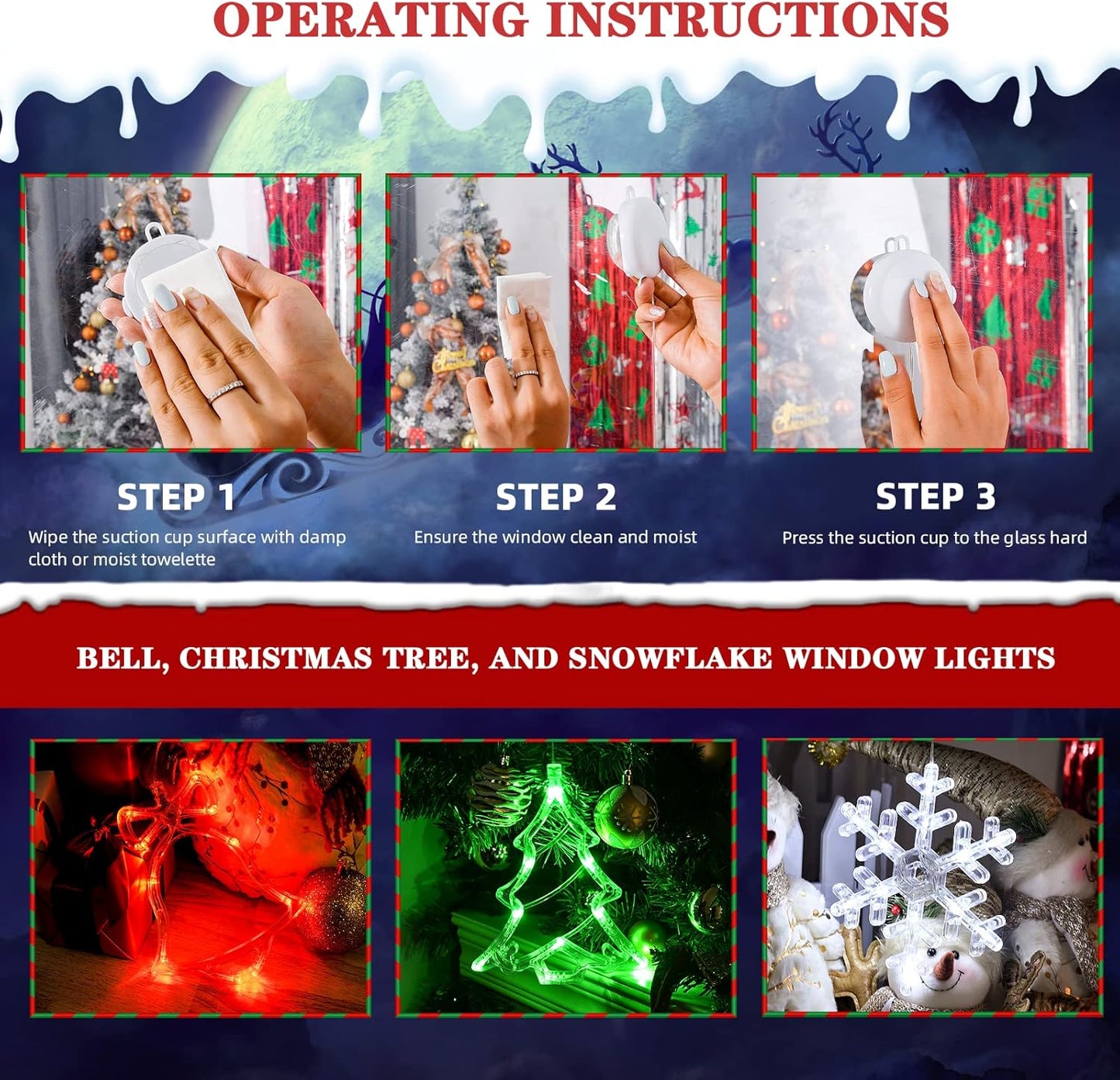 LOLStar Minimalist Christmas Window Lights – Clean 3-Pack LED Decor for Simple Seasonal Styling
