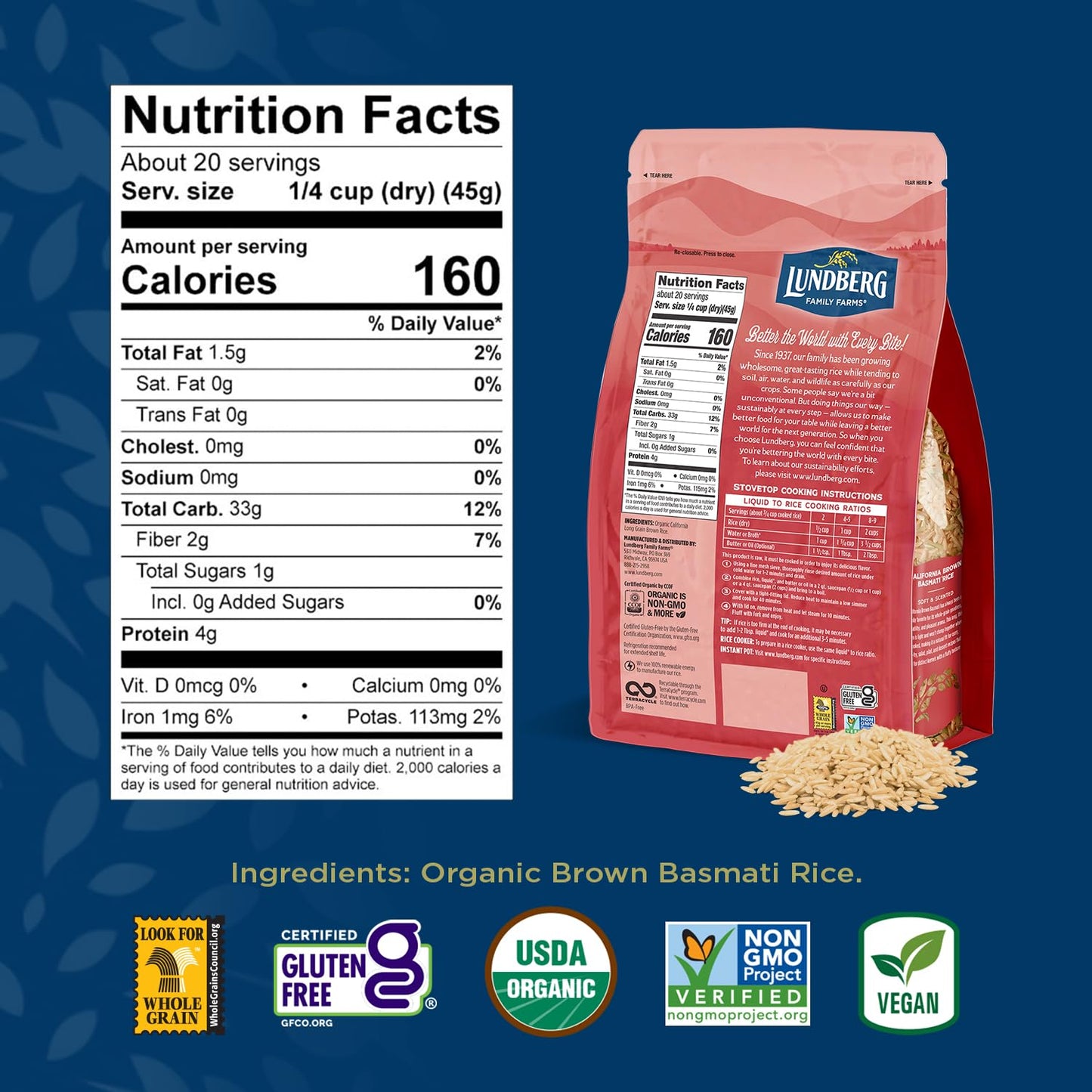 long-grain non-sticky texture that retains shape when cooked