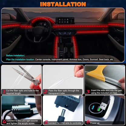 Lotus Lantern RGB Interior Car Lights – Creative Valentine's Day Gift for Him/Her, 16M Color Fiber Optic Ambient Kit
