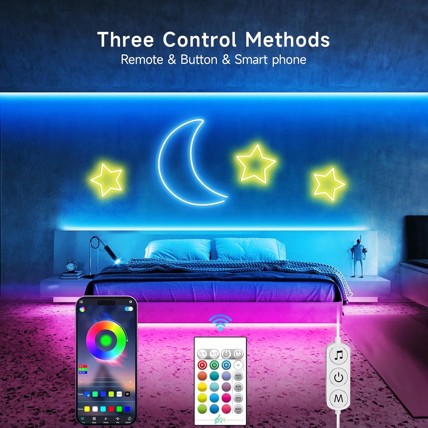 LotusLamp RGB Neon Rope Light Birthday Gift for Her, Music Sync LED Strip with App & Remote for Bedroom Decor