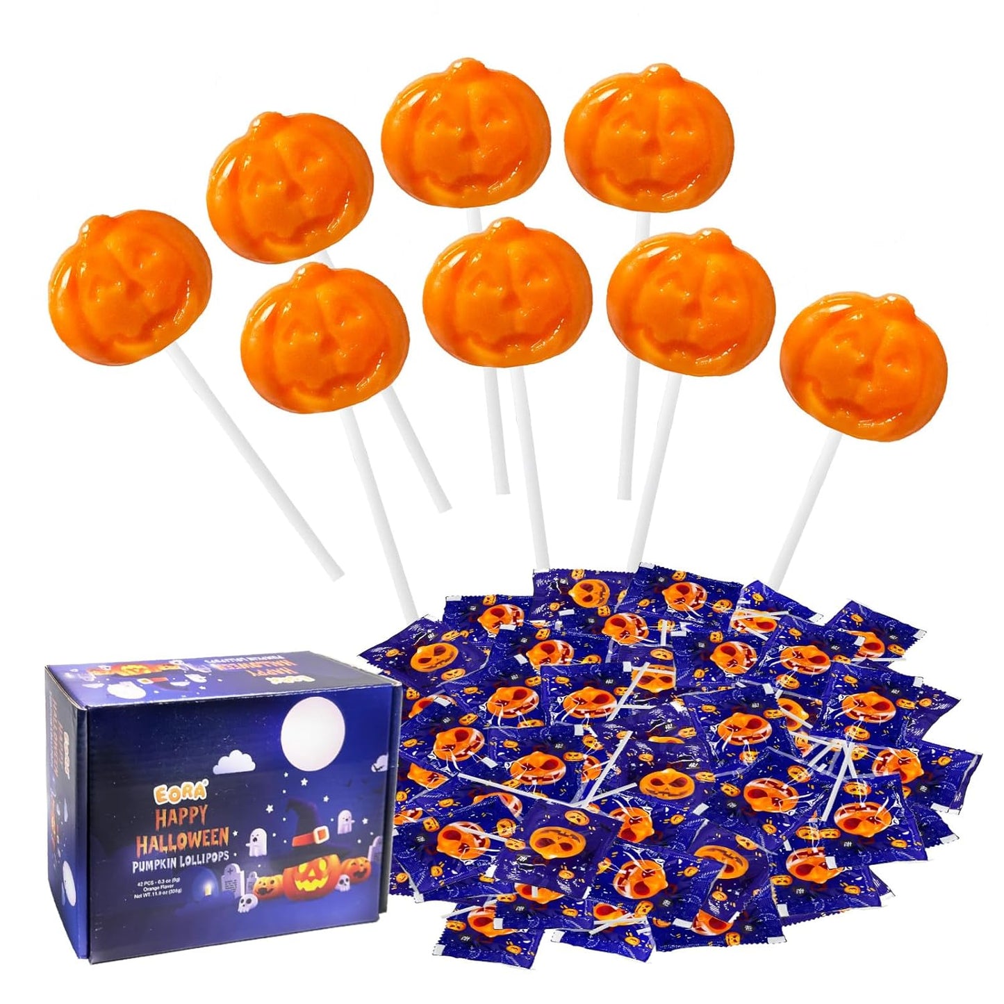 Low Sugar and Fat Free Halloween Lollipops 42 Pack, Guilt Free Monster Shaped Suckers for Health Conscious Parents and Classroom Treat Giving