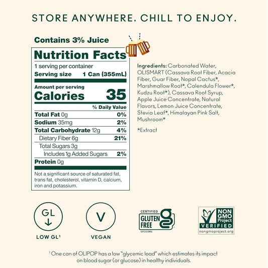 low sugar content of 2-5g per can sweetened with cassava root syrup and stevia leaf