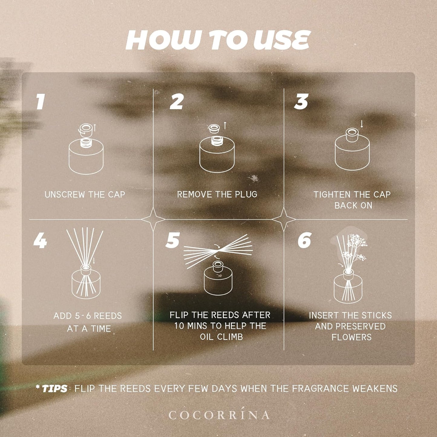 Lufka Worry-Free Reed Diffuser, 8 Cotton Reeds and Glass Bottle with No Open Flame or Hot Wax, Safe Sleep Fragrance for Bedroom, Dorm Room, and Elderly Parent's Living Space