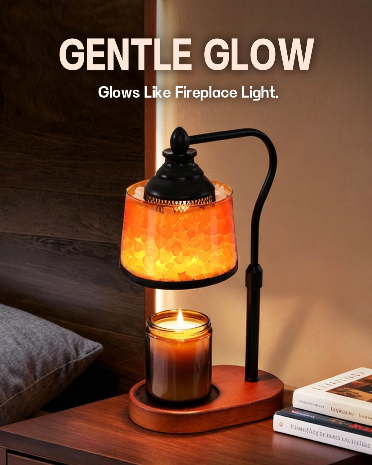 LumaGlow 3-in-1 Candle Warmer Lamp with Himalayan Salt Glow – Thoughtful Birthday Gift for Women Who Love Cozy Home Decor