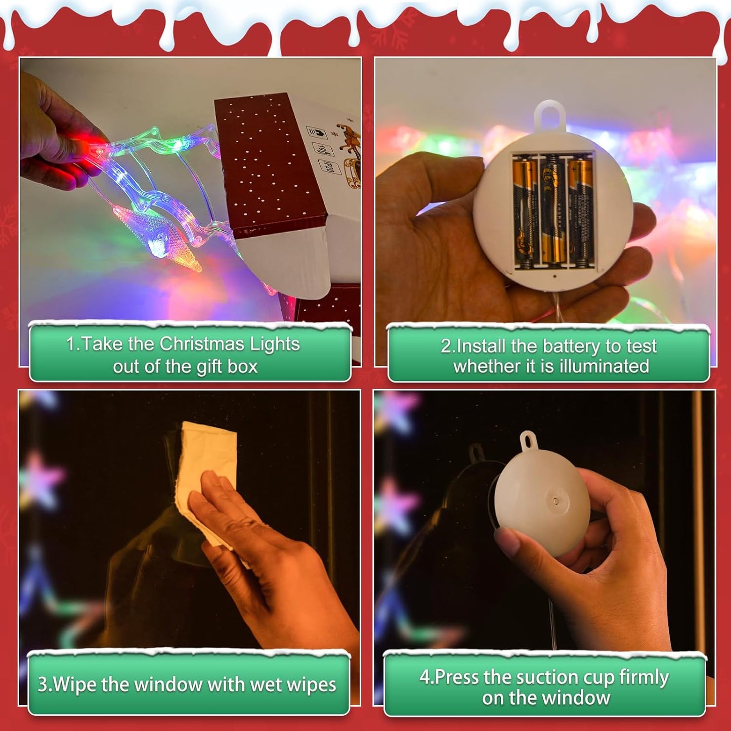 Lumalights Portable Christmas Window Lights – Battery LED Decor for Patio, Balcony & Porch Gates