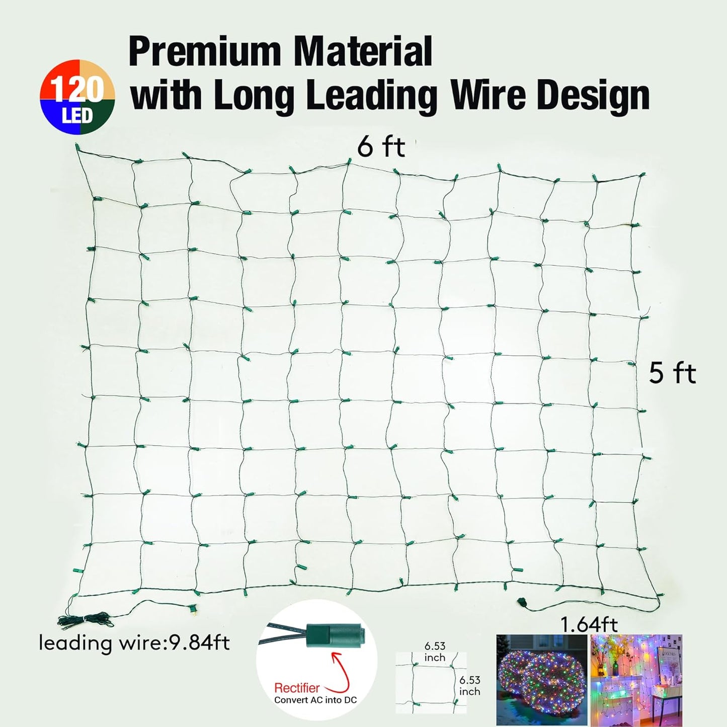 LumDecor Mesh Net Lights – Child-Safe 120 LED Holiday Lighting for Family Yard and Play Area Decorating