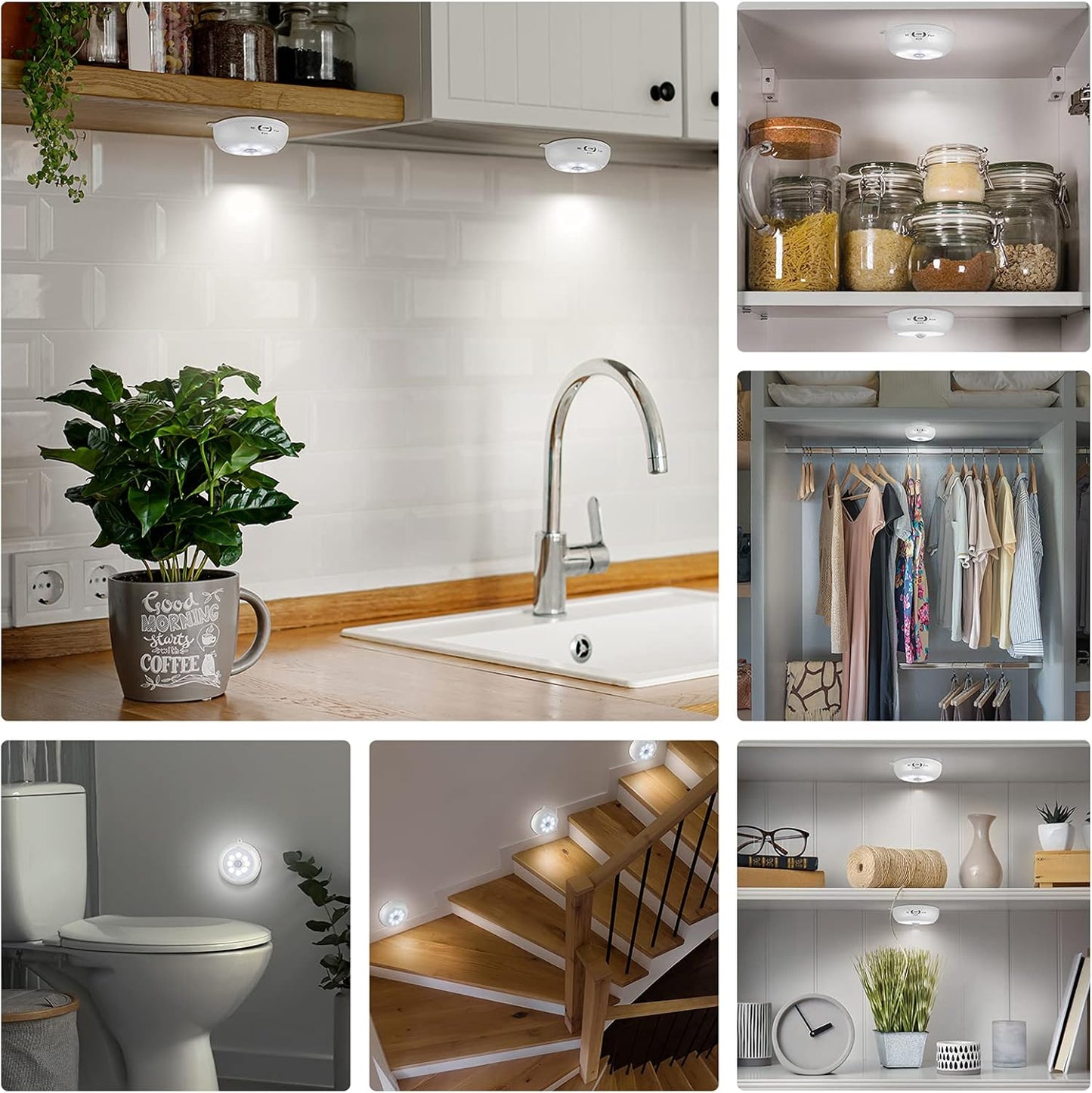 LumeSync Motion Sensor Night Light – Thoughtful Housewarming Gift for New Homeowners, 3 Pack Battery Puck Lights