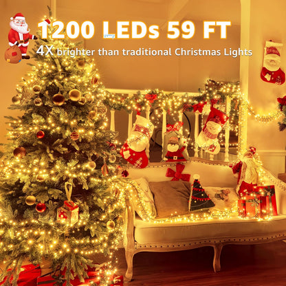 Lumicharm 1200 LED String Lights – Living Room Aesthetic for Mantel Garland and Fireplace Mantle Styling