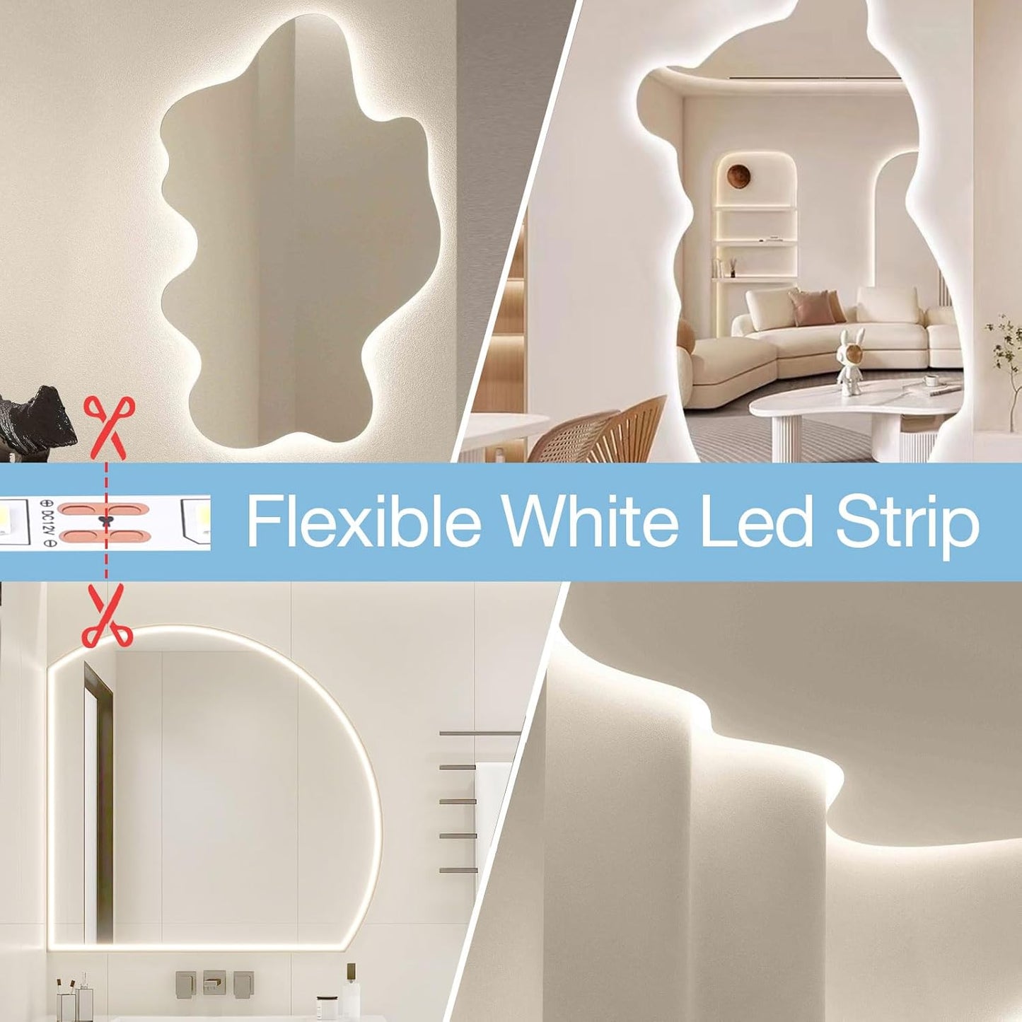 Lumichoice AuraGlow LED Strip Lights – Living Room Cove Accent Lighting, 1440 Lumen Cool White Decor for Modern Interiors