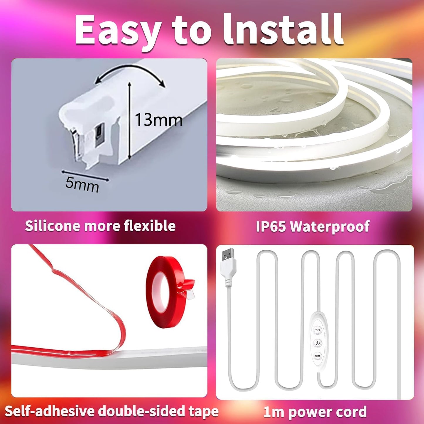 Lumichrome RGB Neon Rope Light – Cozy Home Atmosphere Accent for Shelves and Cabinets, APP Controlled