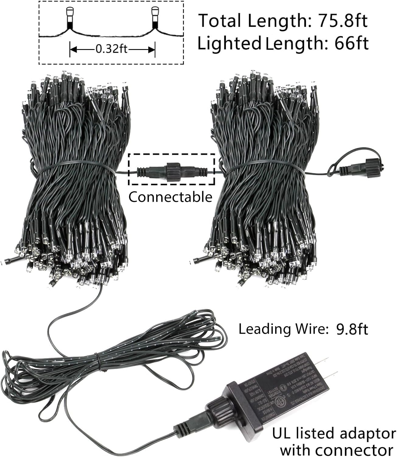 Lumify 200 LED Green Wire Fairy Lights – Garden Fence and Backyard Curb Appeal Lighting with App Timer