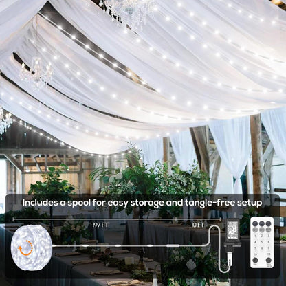 Lumify Color Changing String Lights 206FT 600LED – Thoughtful Housewarming Gift for Her with Remote, Timer, and Storage Reel
