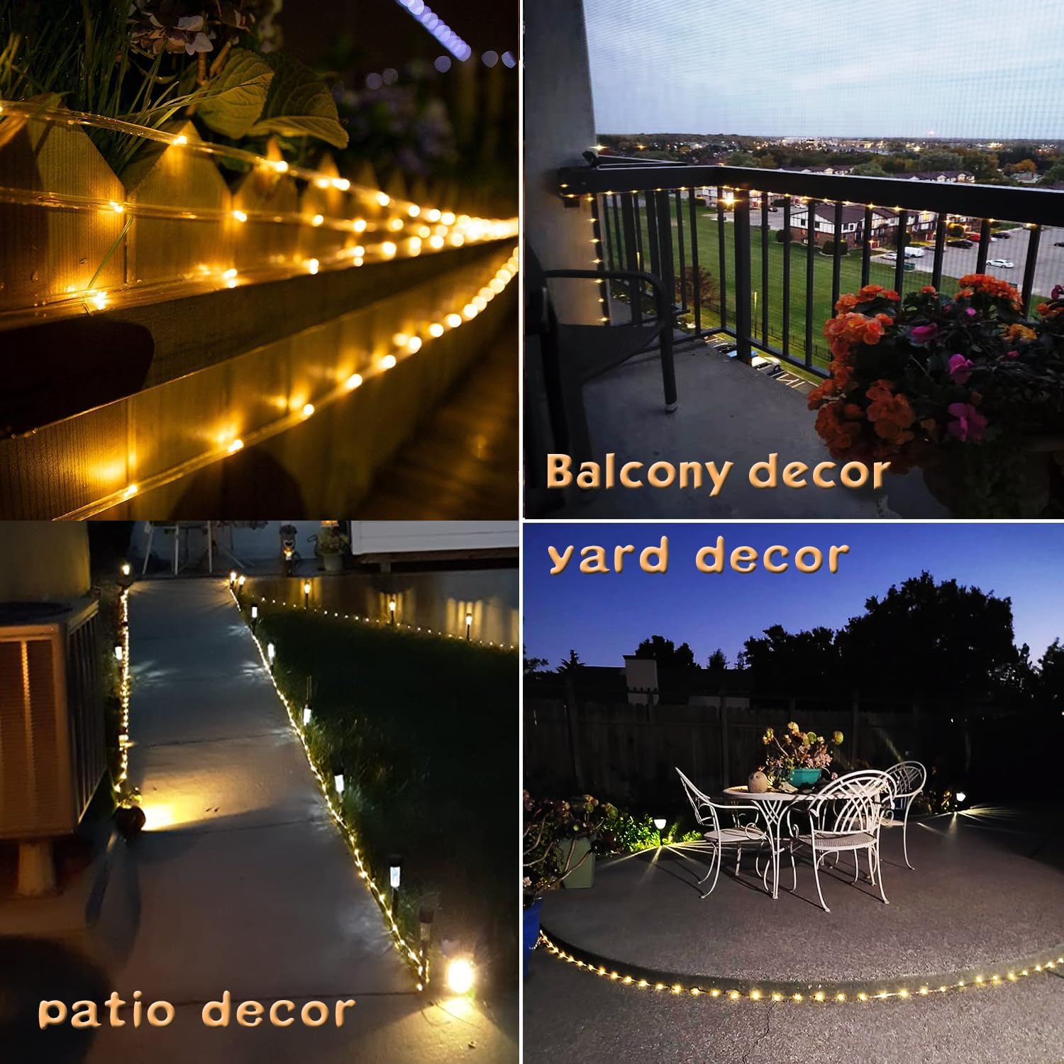 Lumify Solar Powered Rope Lights 100LED Flexible Tube Light for Pergola Fence Tree Wrap and Garden Ambiance