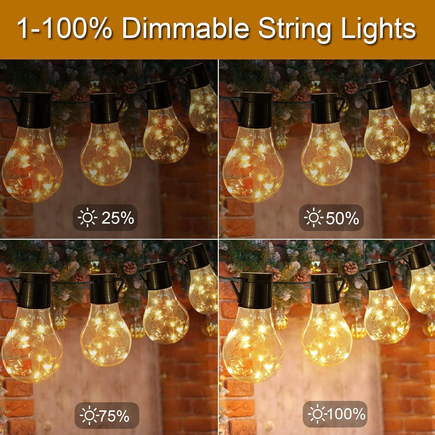 LumifyPro Bistro Style Hanging Lights 25ft Battery Powered, 20 Shatterproof Bulbs 2700K Cozy Living Room Aesthetic with Timer Remote