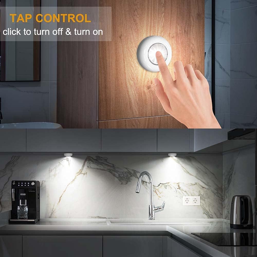 LuminAura LED Puck Lights – Flameless Kids Room Night Light, Touch-Activated Safe Puck