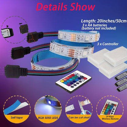 LuminGlow Battery LED Strip Lights – Thoughtful Housewarming Gift for Her, Cordless Shelf and Closet Lighting
